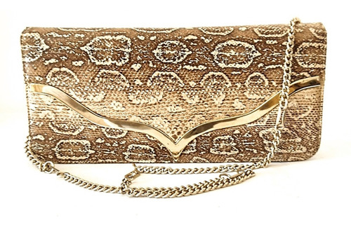 Clouch Cartera Vintage Reptil Y Cuero