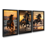 Kit 3 Quadros Decorativos Sala Quarto Grande Cavalo Sol Ys