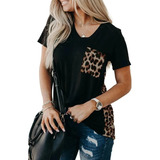 Blusa Feminina Cor Preta Animal Print Moda Leopardo