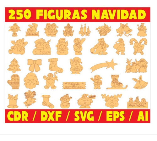 Pack De Vectores Corte Laser - 250 Figuras Navidad