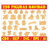 Pack De Vectores Corte Laser - 250 Figuras Navidad