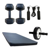 Kit Set Entrenamiento Colcho + Soga + Rueda + Mancuernas- 75