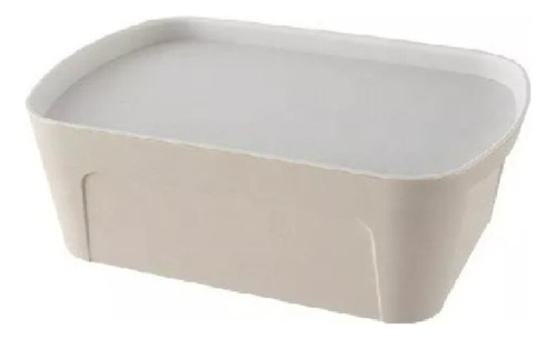 Caja Contenedora Plastica Con Tapa Chica 615 Color Beige