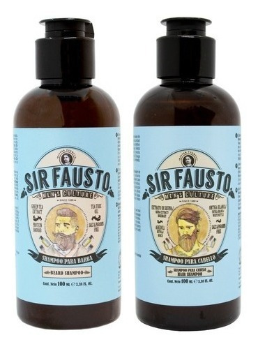 Sir Fausto Men's Kit Shampoo Para Barba + Cabello Travel