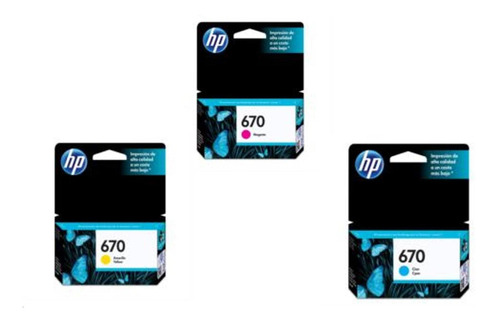 Pack Original De Cartuchos De Tinta Hp 670 3 Colores