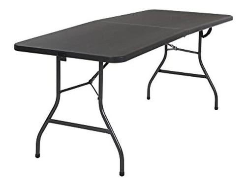 Mesa Moldeada Plegable A La Mitad Plástico Color Negro