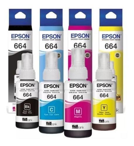 Kit 4 Cartuchos Tinta Epson 664 Original Bk, C, Y, M