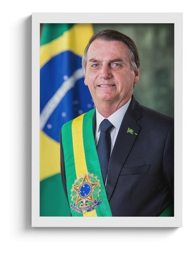 Quadro Presidente Jair Bolsonaro 42x30 C/ Moldura E Acetato