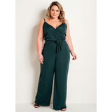 Elegante Macacão Feminino Plus Size Em Helanca Lindo Barato