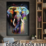 Cuadro Elefante Colores Canvas Elegante Sala Animal 12 60x90