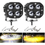 Un Par Faros 4 Led Luz Doble Color Para Moto Auto