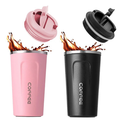 2pcs Taza Termo De Café De 18 Oz\u002F510 Ml De Acero Inoxidable 304 Con Tapa, Taza De Vacío Para Bebidas De Café Frías Y Calientes, Vaso Térmico Para Café, Para Oficina, Automóvil Y Parque Negro\u002Frosa | MercadoLibre
