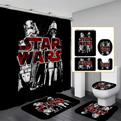 Juego De 4 Cortinas De Ducha Para Star Wars Con Alfombras E