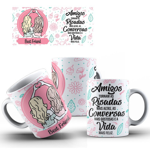 Caneca Amizade - Amigos Tornam As Risadas + Caixinha