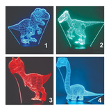 Lámpara Led 3d Dinosaurio Colección Más Placa Adicional