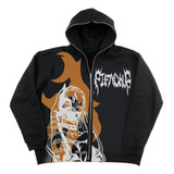 Sudadera Negra Unisex De Cremallera Con Estampado Ciberpunk