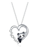 Collar Cadena Para Mujer Oso Panda En Plata 925