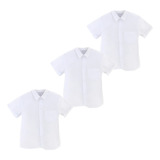3 Camisas Escolar Blanca Uniforme Manga Corta Vestir Formal