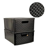 Kit Com 2 Modular Gaveteiros  Rattan  Empilhável Organizador