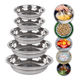 Conjunto Jogo 5 Tigelas Bacia Bowls Multiuso Em Inox Cozinha