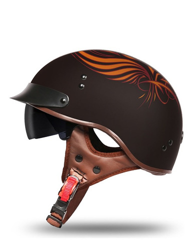 Casco Abieto 3/4 Chopper Negro Mate Lente Humo