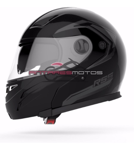 Casco Rebatible Rs5 Hawk Vector Doble Visor Negro Brillo !!