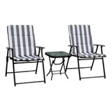  Set Juego Jardin Plegable De 3 Piezas 1 Mesa + 2 Sillones