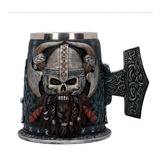 Mug Taza Vaso Calavera Vikinga  Café Cerveza Acero Y Resina