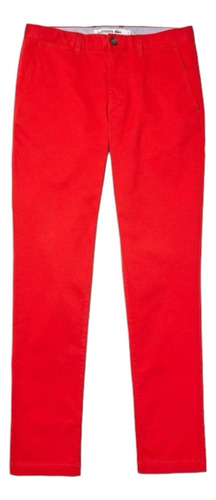 Pantalón Lacoste Para Caballero Chino Slim Fit Rojo Original