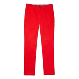 Pantalón Lacoste Para Caballero Chino Slim Fit Rojo Original