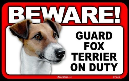 Cartel  Cuidado Perro Guardián - Fox Terrier 