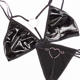 Conjunto Lencería Vinilo Corazón Goth Dark Fetish Kawaii