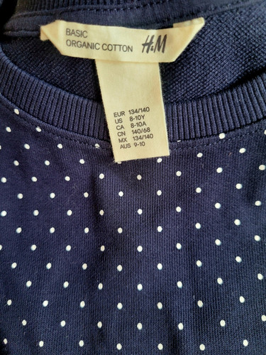 Buzo H&m Azul Con Pintitas Blancas, Niñas Talle 8 A 10. 