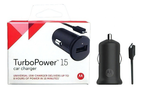 Carregador Motorola Turbo Power 15 Veicular Carregamento Turbo Preto