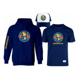 Kit Sudadera + Playera + Gorra Club América Águilas Liga Mx