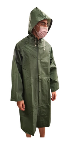 Capa Traje De Lluvia Alaska Pvc Con Reflectivo Color Verde