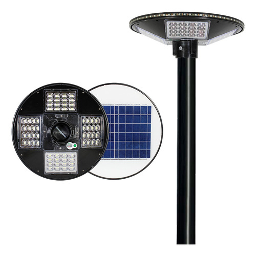 Lampara Solar Exterior Led 180w Punta Poste Mexihogar L-24 Color Negro