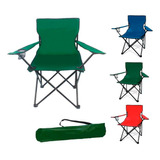 Silla Plegable Camping Pesca Polyester Con Bolso Portavaso 