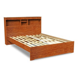 Cama Tradicional/temática Ricchezze Ecopack 2 Plazas Color Caoba Fabricada En Madera