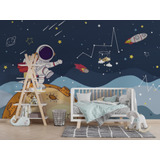 Papel De Parede Adesivo Astronauta Planeta Infantil M² Baby