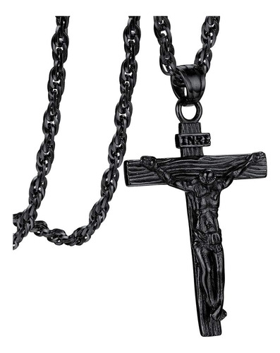 Inri Collar Con Cruz Crucifijo Jesús Cristiano Mujeres Hombr