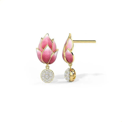 Aros De Flor De Loto Para Mujer, Joyería Con Gradiente