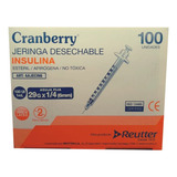 Jeringa Desechable Insulina 29g X 1/4 Cranberry 100 Unidades Capacidad En Volumen 1 Ml