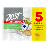 Jabón Zest Antibacterial Manzanilla Y Jengibre Pack 5x90g