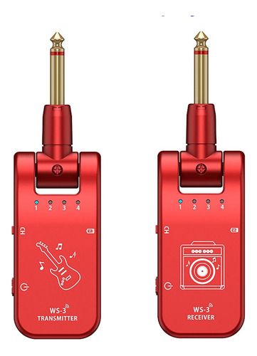 Transmissor De Guitarra Ws-3 Recarregador Embutido De 4 Cana