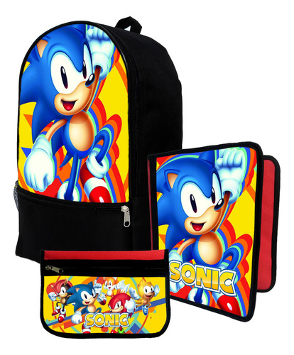 Mochila+ Funda Carpeta+ Cartu De Sonic #216