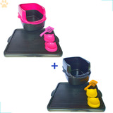 Banheiro Para Gatos +  Tapete Higienico Para Gato Kit 4 Unid Cor Rosa + Preto