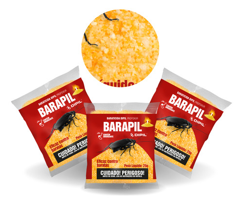 Barapil Baraticida Veneno Mata Baratas Dipil Kit 3un Único