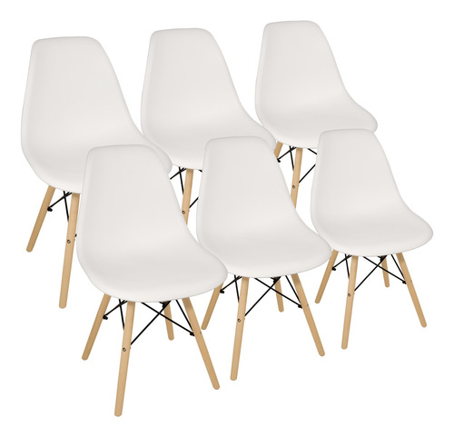 Sillas X 6 Comedor Plastico Patas De Madera Diseño Eames Dsw