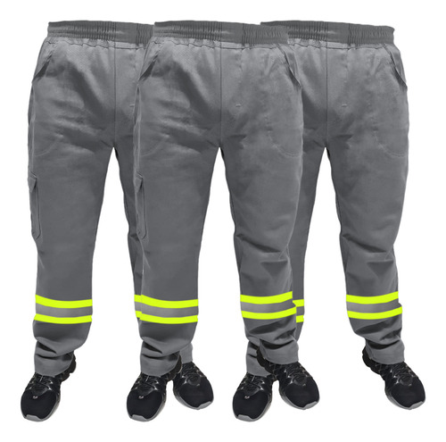 Kit 10-calça De Uniforme Brim Pesado - Com Faixa Refletiva